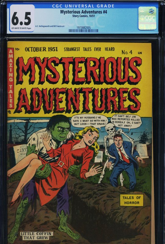 Mysterious Adventures #4, CGC 6.5 graded comic book, Universal Blue label — front cover in its holder
