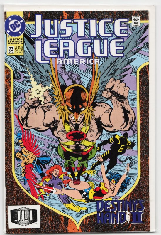 Justice League America #73 (DC Comics, 1993), raw, ungraded comic book — front cover