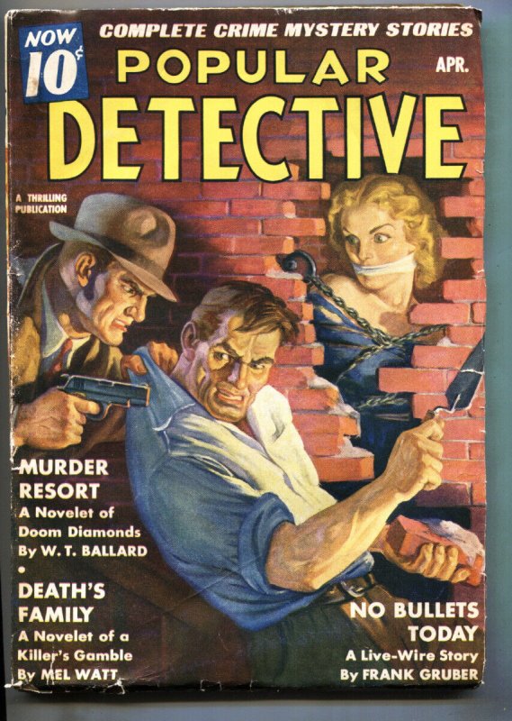 Popular Detective Apr 1939-Gagged Babe GGA Cover-Hardboiled Pulp Magazine (1939), raw, ungraded comic book — front cover