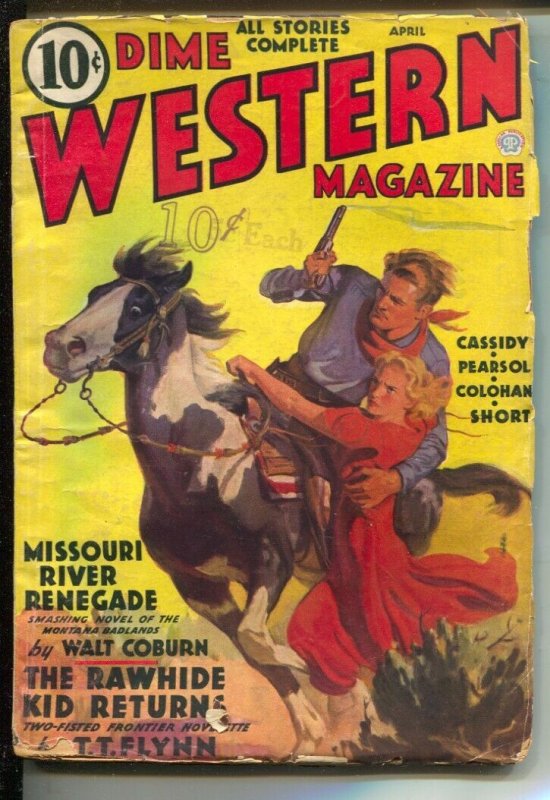 Dime Western-4/1936 Popular-Walt Coburn & Luke Short Pulp Fiction-Walter Baum..., raw, ungraded comic book — front cover