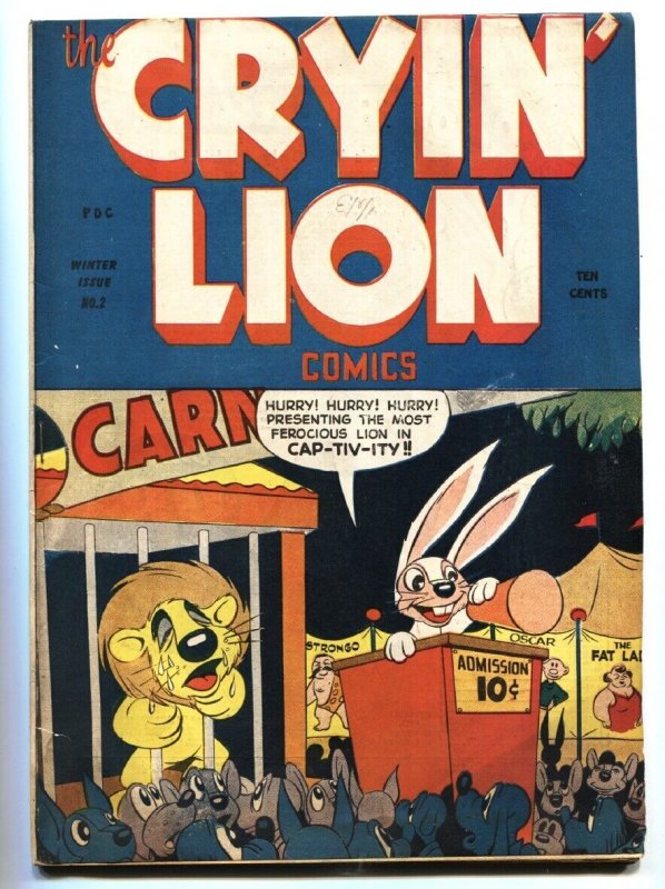 The Cryin' Lion #2 (1944), raw, ungraded comic book — front cover