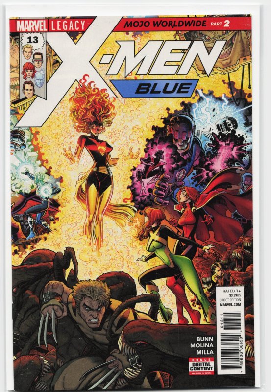 X-Men: Blue #13 (Marvel Comics, 2017), raw, ungraded comic book — front cover