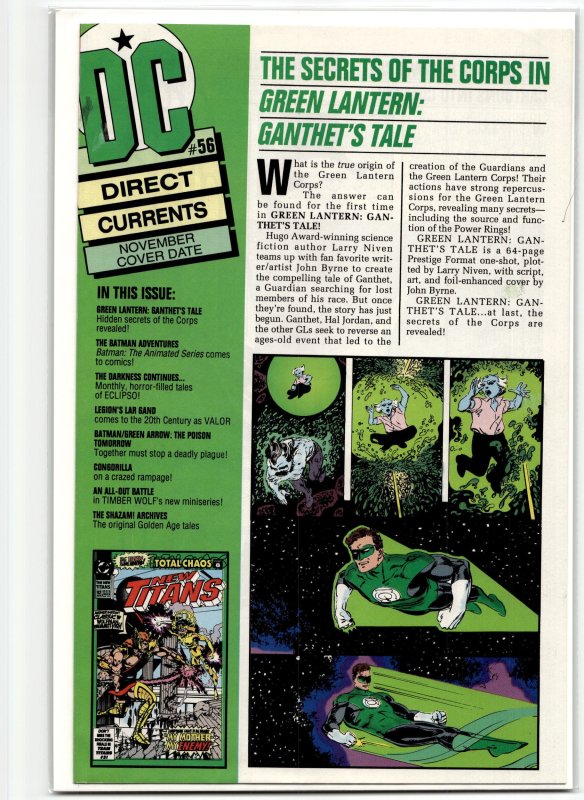 Direct Currents #56 (DC Comics, 1992), raw, ungraded comic book — front cover