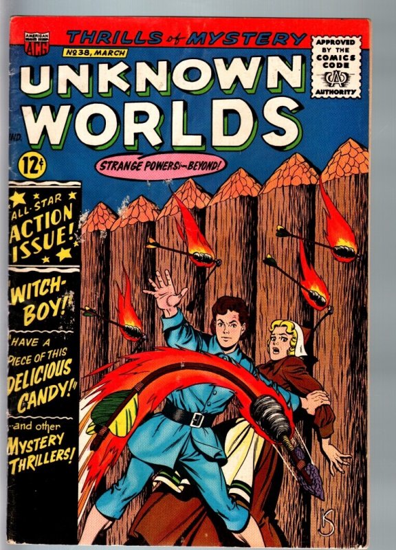 Unknown Worlds #38-1965-Acg-Horror-Wild Cover-Herbie Vg/fn (American Comics Group), raw comic book in VG/FN condition — front cover