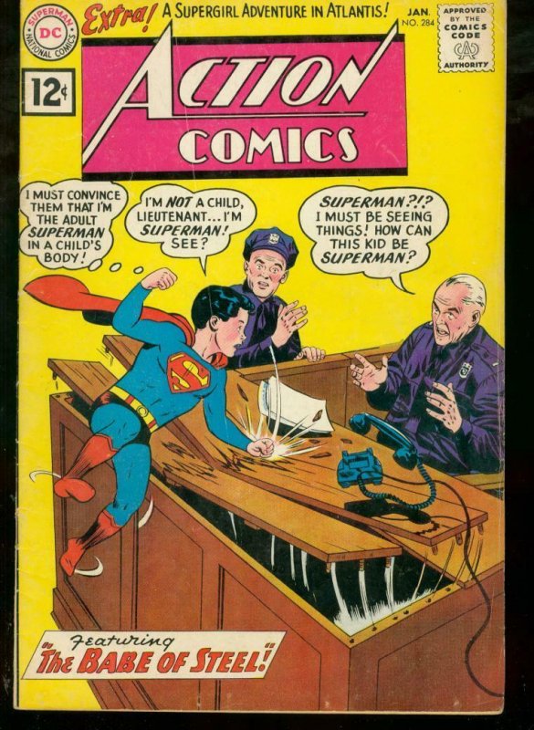Action Comics #284 (DC Comics, 1962), raw comic book in VG condition — front cover