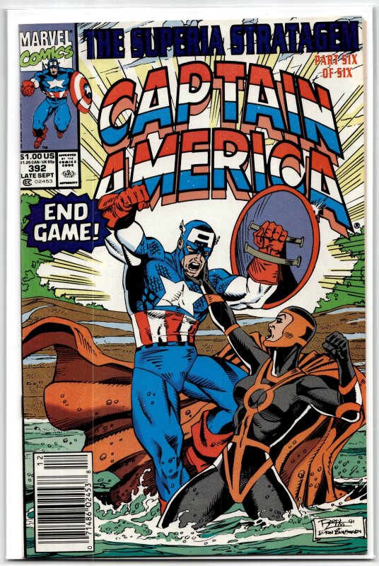 Captain America #392 (Marvel Comics, 1991), raw, ungraded comic book — front cover