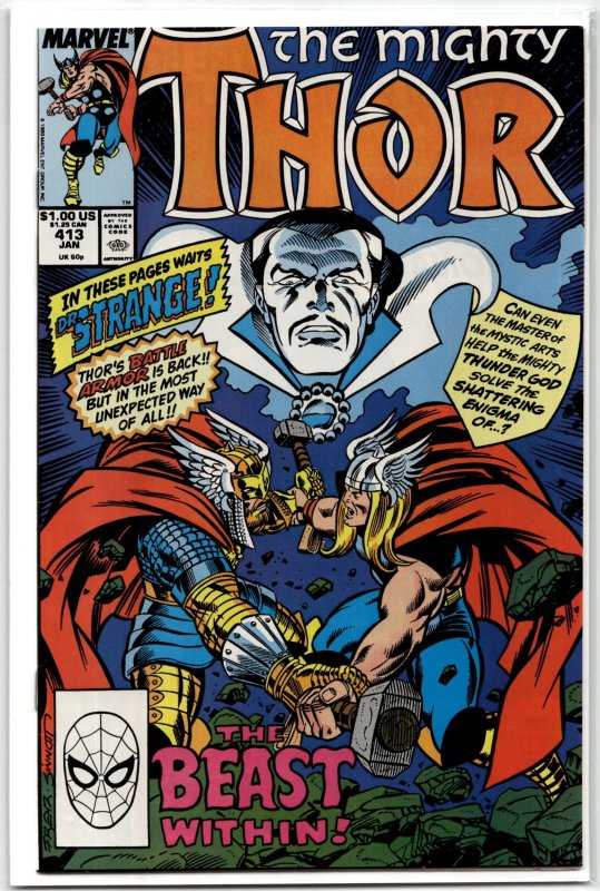 The Mighty Thor #413 (Marvel Comics, 1990), raw, ungraded comic book — front cover