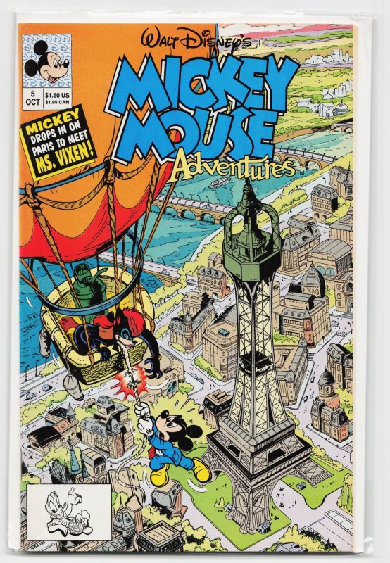 Mickey Mouse Adventures #5 (Disney Comics, 1990), raw, ungraded comic book — front cover