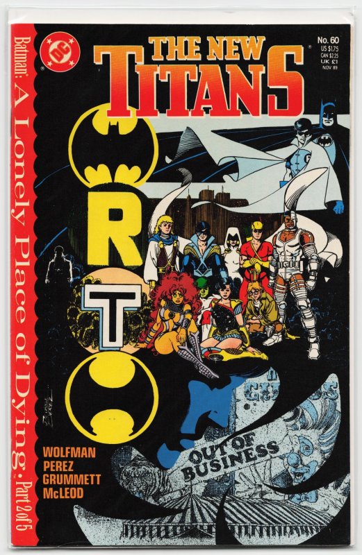 The New Titans #60 (DC Comics, 1989), raw, ungraded comic book — front cover