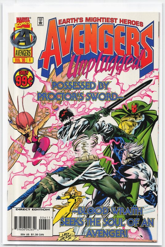 Avengers Unplugged #6 (1996), raw, ungraded comic book — front cover