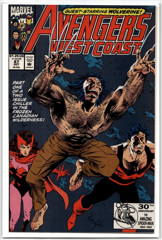 Avengers West Coast #87 (Marvel Comics, 1992), raw, ungraded comic book — front cover