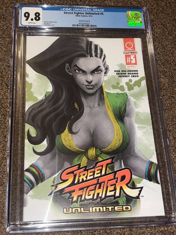 Street Fighter Unlimited #5 (2016), CGC 9.8 graded comic book, Universal Blue label — front cover in its holder