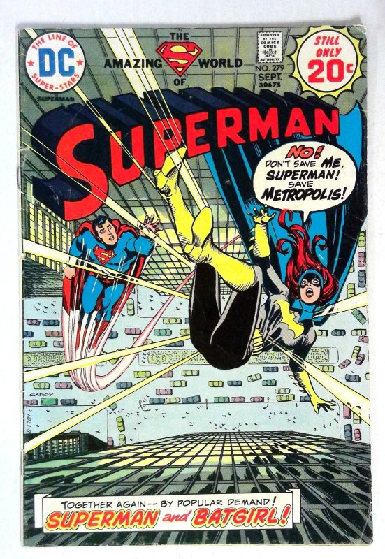 Superman #279 (DC Comics, 1974), raw comic book in VG condition — front cover