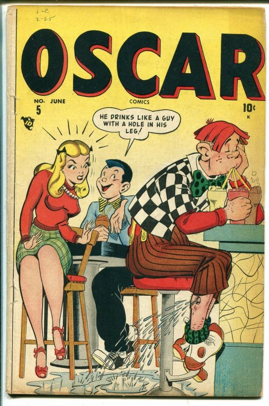 Oscar #51948-Timely-soda Shop Cover-Margie-FN Minus (Timely Comics), raw comic book in FN condition — front cover