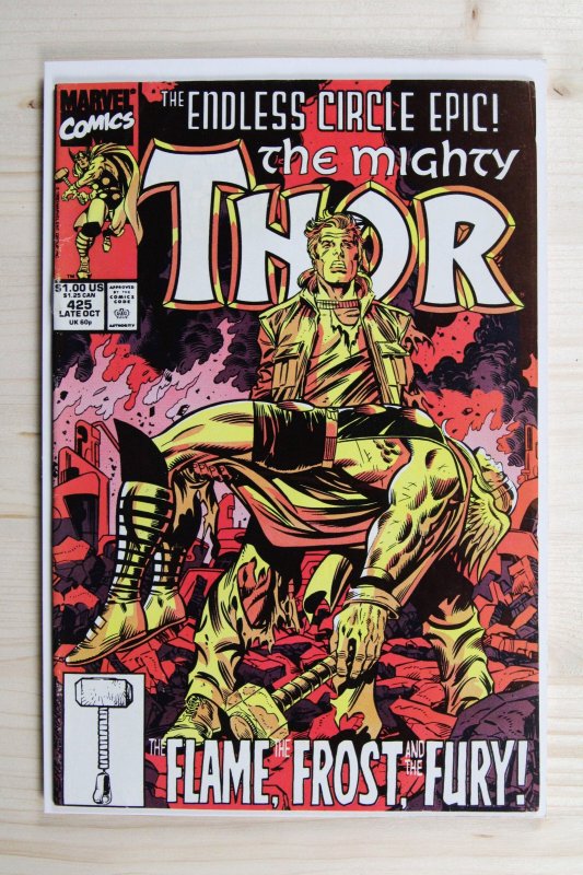 The Mighty Thor #425 (Marvel Comics, 1990), raw comic book in VF- 7.5 condition — front cover