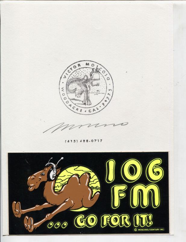 Victor Moscoso Autograph 1990's-bumper Sticker-window Stickons-personal Stamp-FN (1990), raw comic book in FN condition — front cover