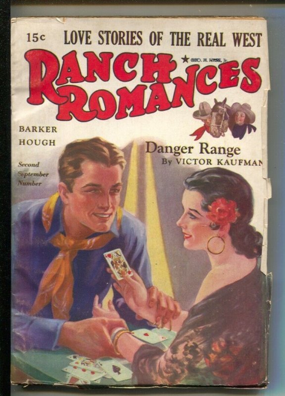 Ranch Romances 9/15/1939-Warner-Classic Cover-Ace of Spades-Queen of Hearts-S..., raw, ungraded comic book — front cover