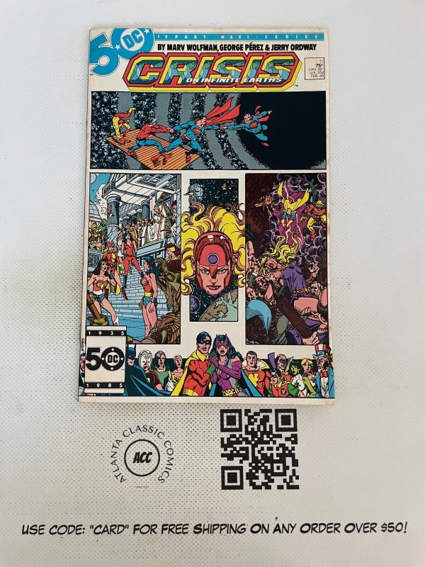 Crisis on Infinite Earths #11 (DC Comics, 1986), raw comic book in VF condition — front cover