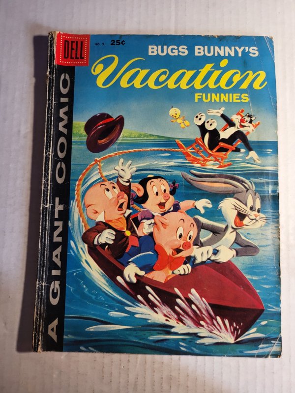 Dell Giant: Bugs Bunny's Vacation Funnies #9 (1959), raw, ungraded comic book — front cover