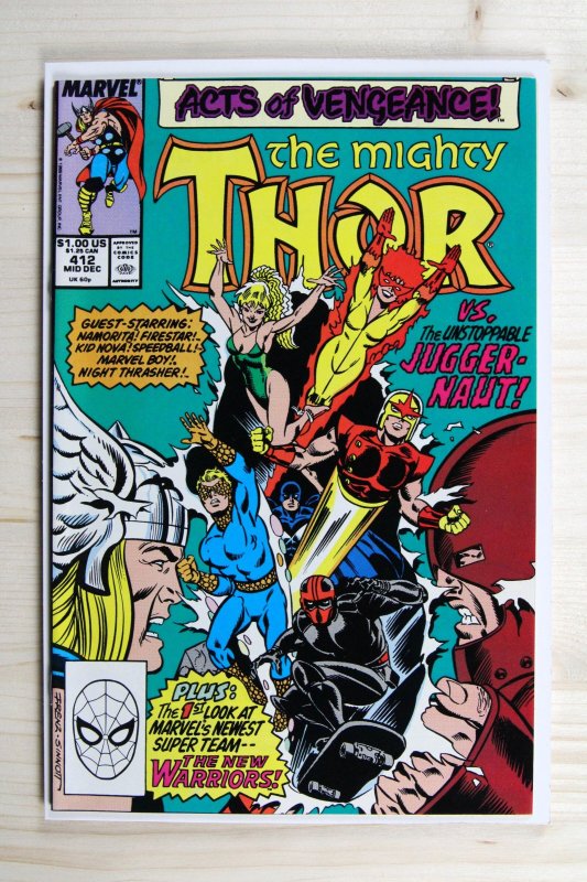 The Mighty Thor #412 (Marvel Comics, 1989), raw comic book in VF/NM 9.0 condition — front cover