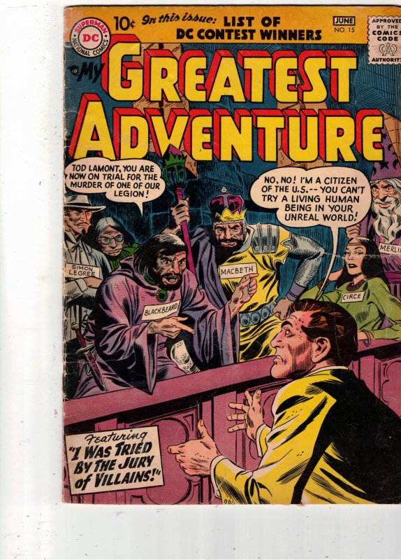 My Greatest Adventure #15 (DC Comics, 1957), raw comic book in VG condition — front cover