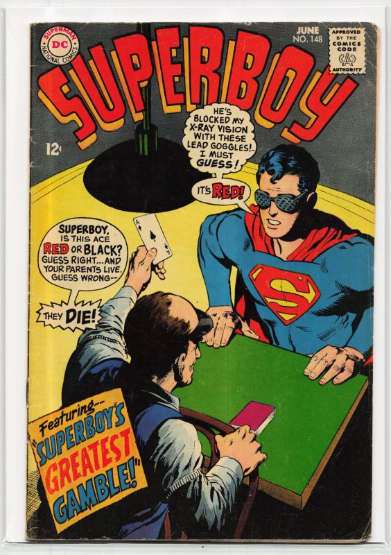 Superboy #148 (DC Comics, 1968), raw, ungraded comic book — front cover
