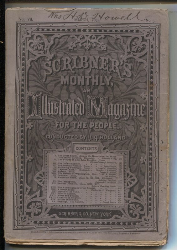 Scribner's Monthly 3/1873-Illustrated Monthly-pulp Format-Early Fiction & Fac..., raw, ungraded comic book — front cover