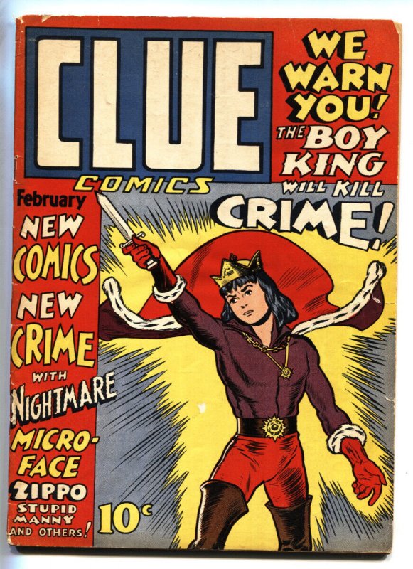 Clue Comics #2-1943-Hillman Golden-Age-Superhero Comic Book, raw, ungraded comic book — front cover
