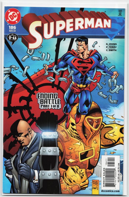 Superman #186 (DC Comics, 2002), raw, ungraded comic book — front cover