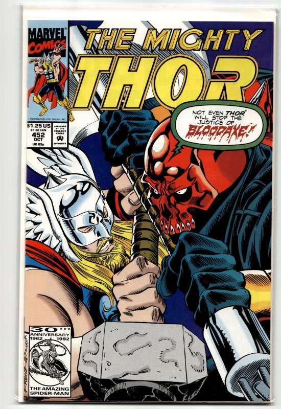 The Mighty Thor #452 (Marvel Comics, 1992), raw, ungraded comic book — front cover
