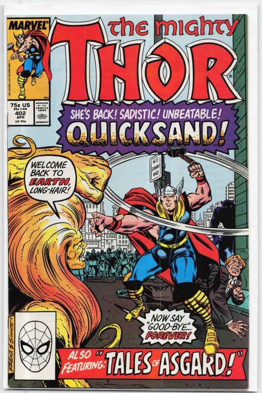 Thor #402 (Marvel Comics, 1989), raw, ungraded comic book — front cover
