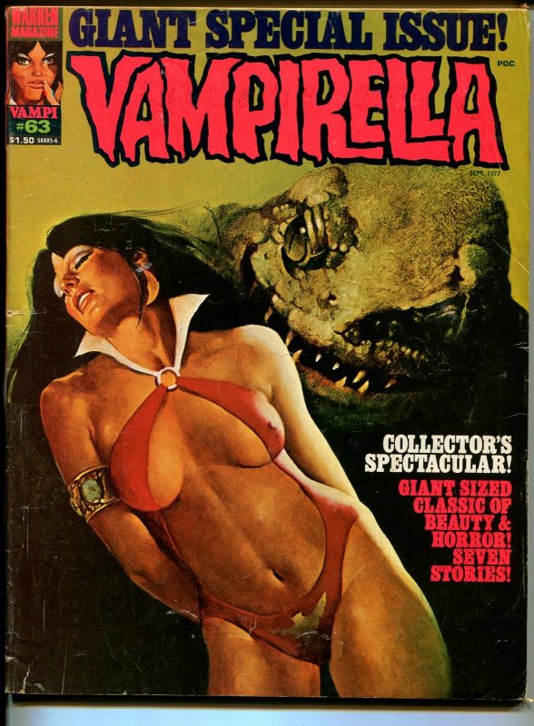 Vampirella #63 (Warren Publishing, 1977), raw comic book in VG condition — front cover