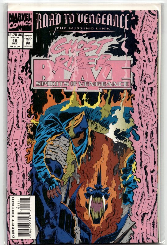 Ghost Rider/Blaze: Spirits of Vengeance #15 (Marvel Comics, 1993), raw, ungraded comic book — front cover