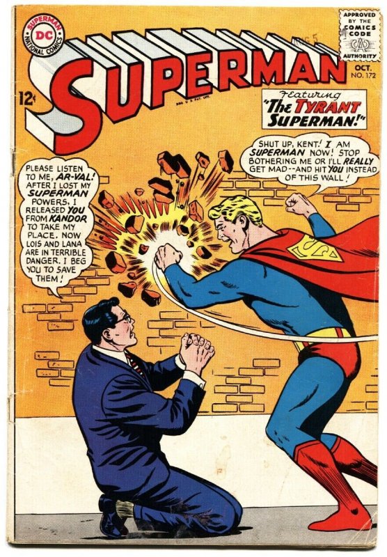 Superman #172 (DC Comics, 1964), raw comic book in VG condition — front cover
