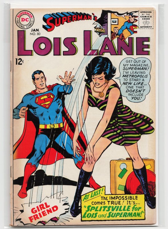 Superman's Girl Friend, Lois Lane #80 (DC Comics, 1968), raw, ungraded comic book — front cover