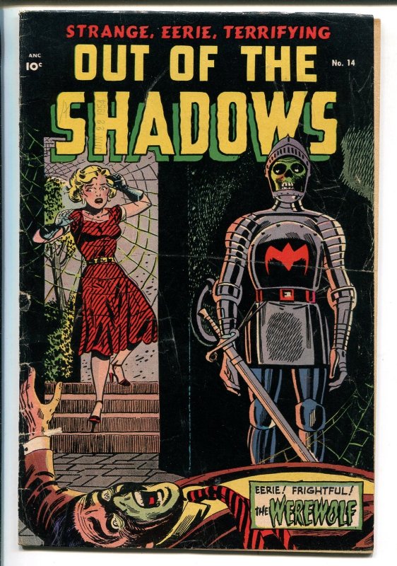 Out of the Shadows #14 (1954), raw comic book in VG condition — front cover