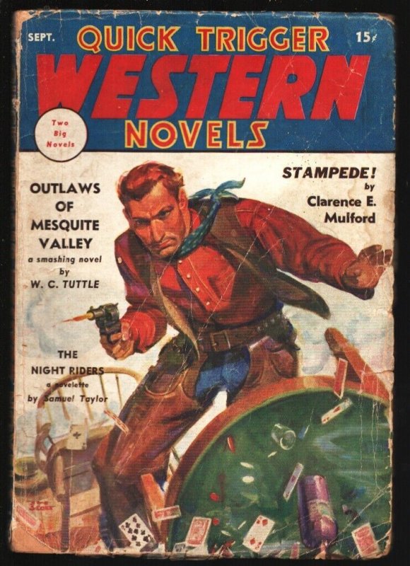 Quick Trigger Western 9/1936-Hopalong Cassidy-Clarence E. Mulford-J.W. Scott ..., raw, ungraded comic book — front cover