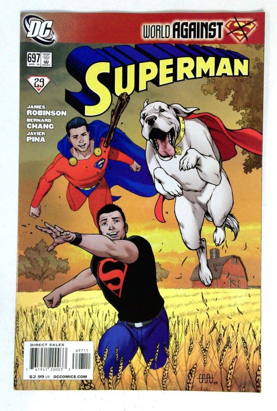 Superman #697 (DC Comics, 2010), raw comic book in NM- condition — front cover