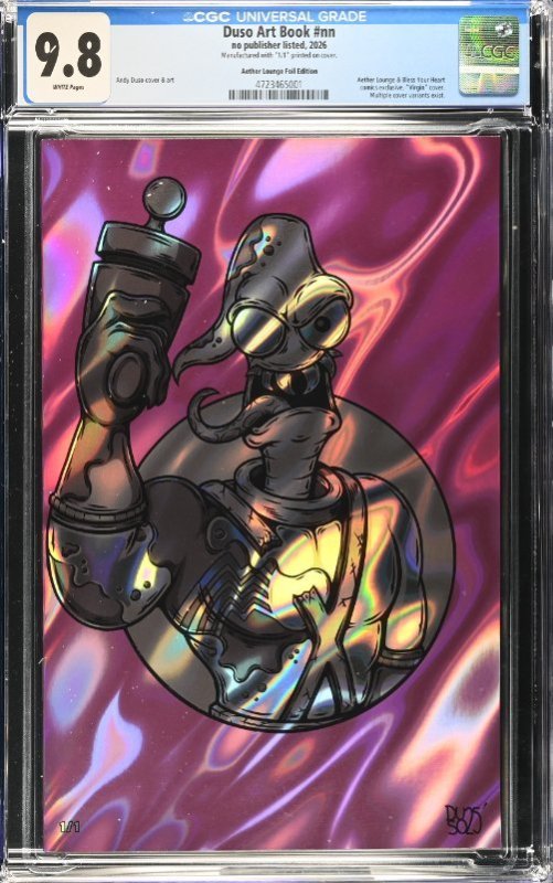Earthworm Jim CGC 9.8 Pink ICE Foil Andy Duso Art Book 2026 LTD 1/1 Grail (2026), CGC 9.8 graded comic book, Universal Blue label — front cover in its holder
