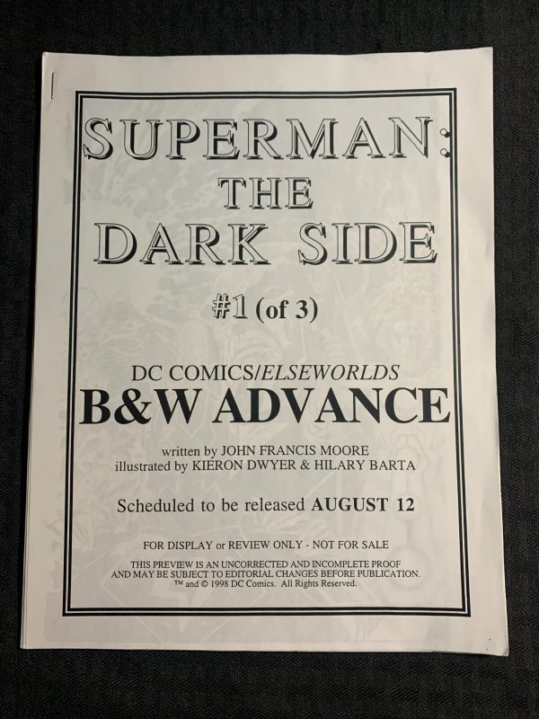 1998 Superman the Dark Side #1 (DC Comics, 1998), raw comic book in 7.0 condition — front cover