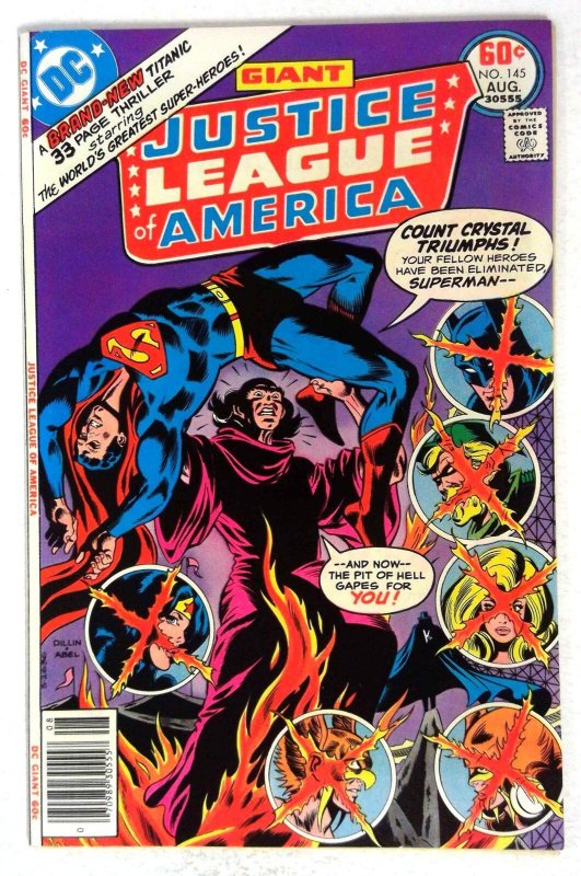 Justice League of America #145 (DC Comics, 1977), raw comic book in NM- condition — front cover