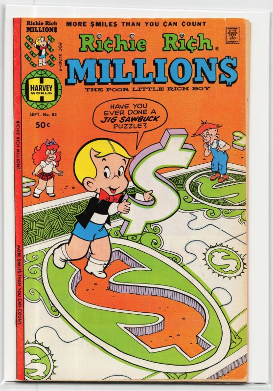 Richie Rich Millions #85 (Harvey Comics, 1977), raw, ungraded comic book — front cover