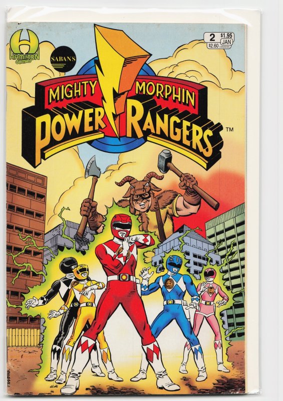 Mighty Morphin Power Rangers #2 (Marvel Comics, 1995), raw, ungraded comic book — front cover