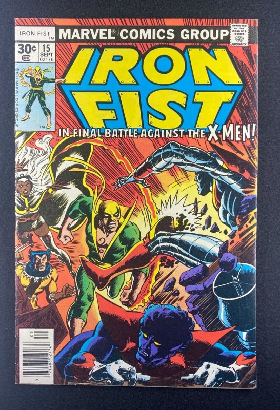 Iron Fist #15 (Marvel Comics, 1975), raw comic book in VF 8.0 condition — front cover