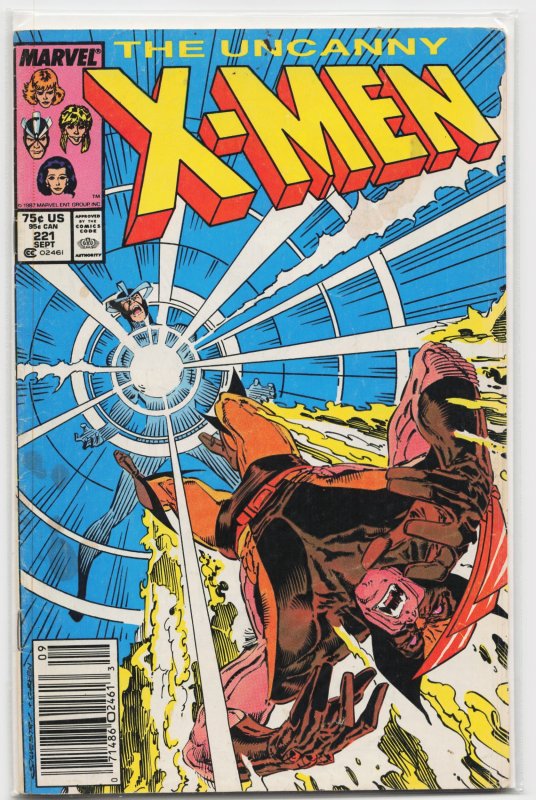 The Uncanny X-Men #221 (Marvel Comics, 1987), raw, ungraded comic book — front cover