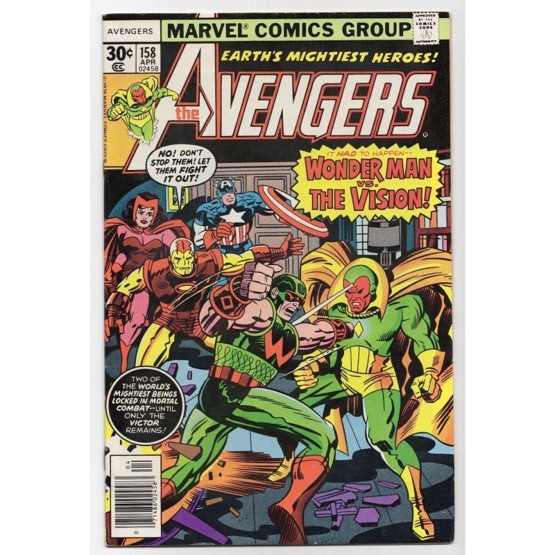 ? The Avengers #158 (Marvel Comics, 1977), raw comic book in VF+ 8.5 condition — front cover