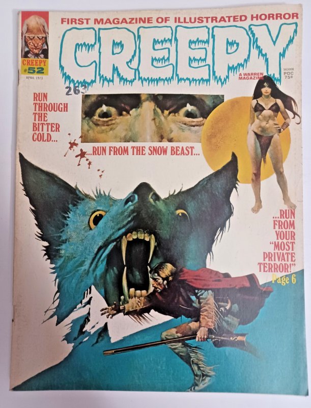 Creepy #52 (Warren Publishing, 1973), raw comic book in VG/FN condition — front cover