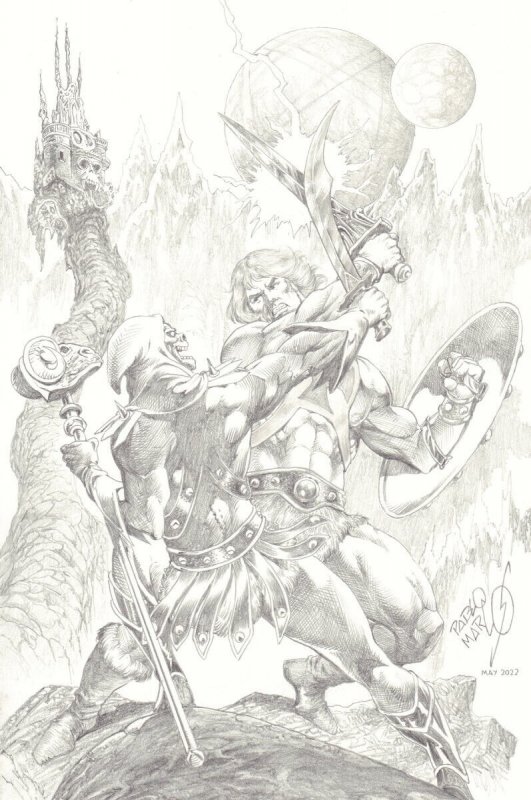 He-Man vs. Skeletor Cover Quality Pencil Art - 2022 Signed art by Pablo Marcos (2022), raw, ungraded comic book — front cover