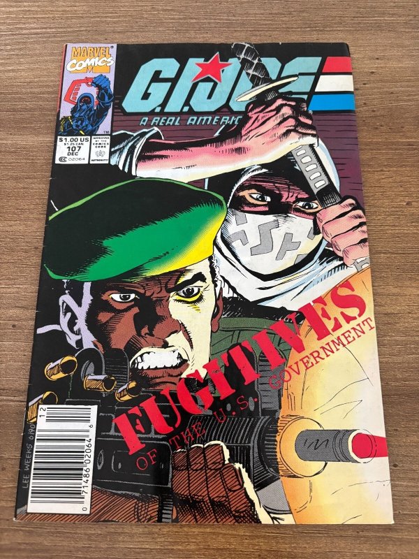 G.I. Joe #107 (Marvel Comics), raw comic book in VF- condition — front cover