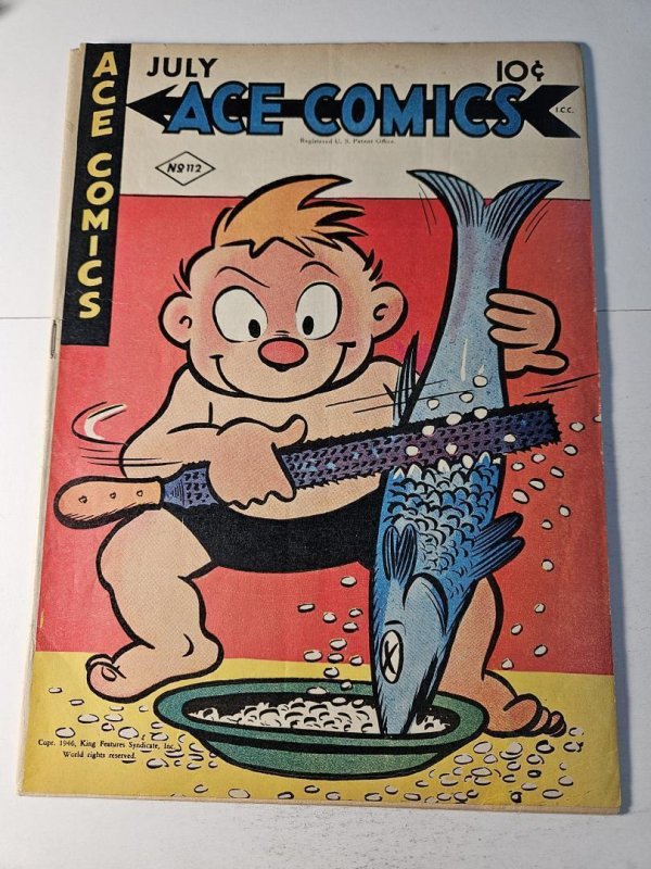 Ace Comics #112 (1946), raw comic book in VG condition — front cover